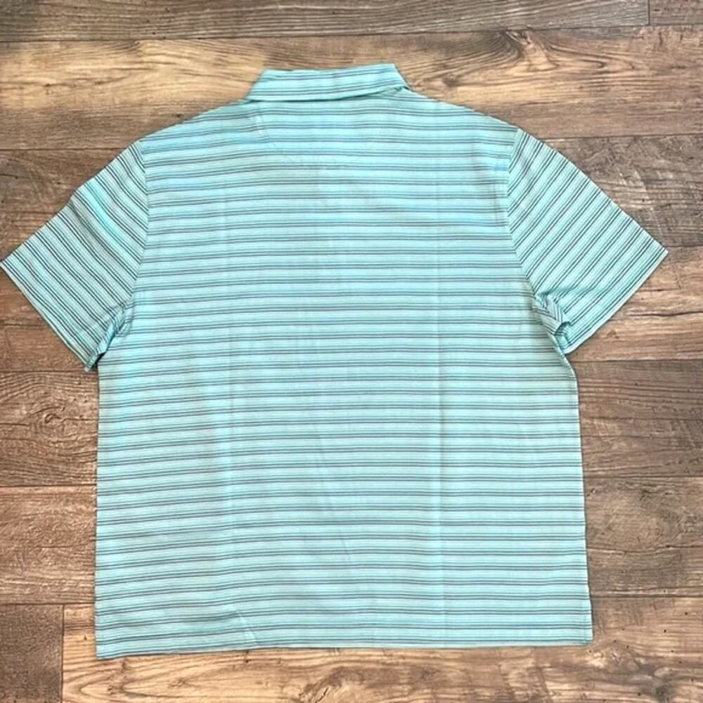 Jos A Bank Traveller Polo Shirt Mens XL Green Striped Cotton Short Sleeve